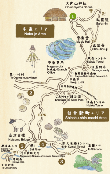 中条・信州新町周辺地図