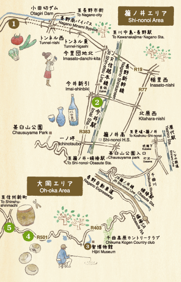 篠ノ井・大岡周辺地図